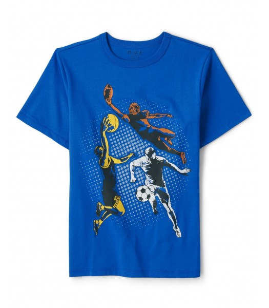 Childrens Place Blue Multi Sports Player Graphic Tee